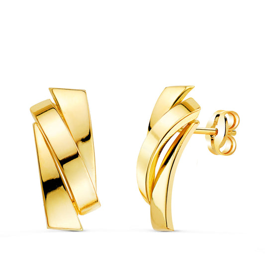 Pendientes Tres Bandas Oro 18K – 17 x 7 mm